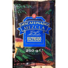 Hacendado - Cafe Molido descafeinado mezcla Nr. 4 Röstkaffee gemahlen entkoffeiniert 250g Tüte hergestellt auf Teneriffa - LAGERWARE